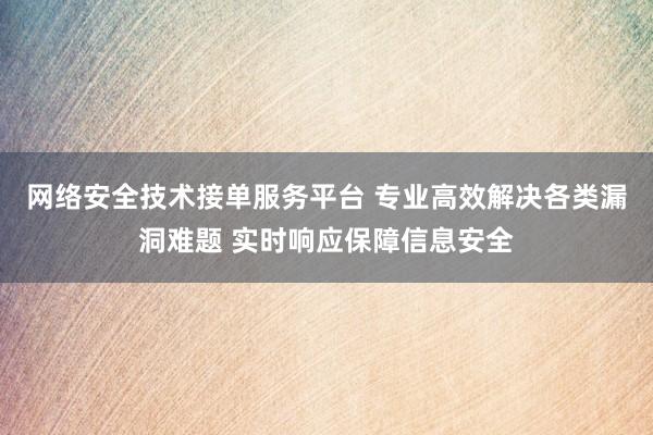 网络安全技术接单服务平台 专业高效解决各类漏洞难题 实时响应保障信息安全