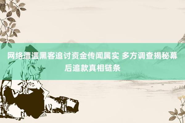 网络遭遇黑客追讨资金传闻属实 多方调查揭秘幕后追款真相链条