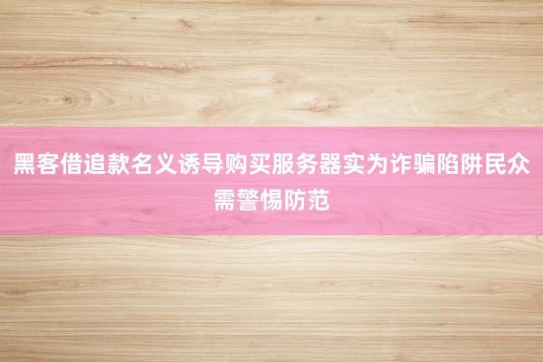 黑客借追款名义诱导购买服务器实为诈骗陷阱民众需警惕防范