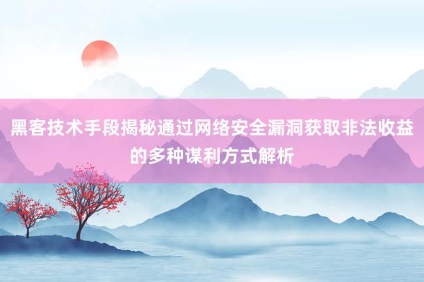 黑客技术手段揭秘通过网络安全漏洞获取非法收益的多种谋利方式解析